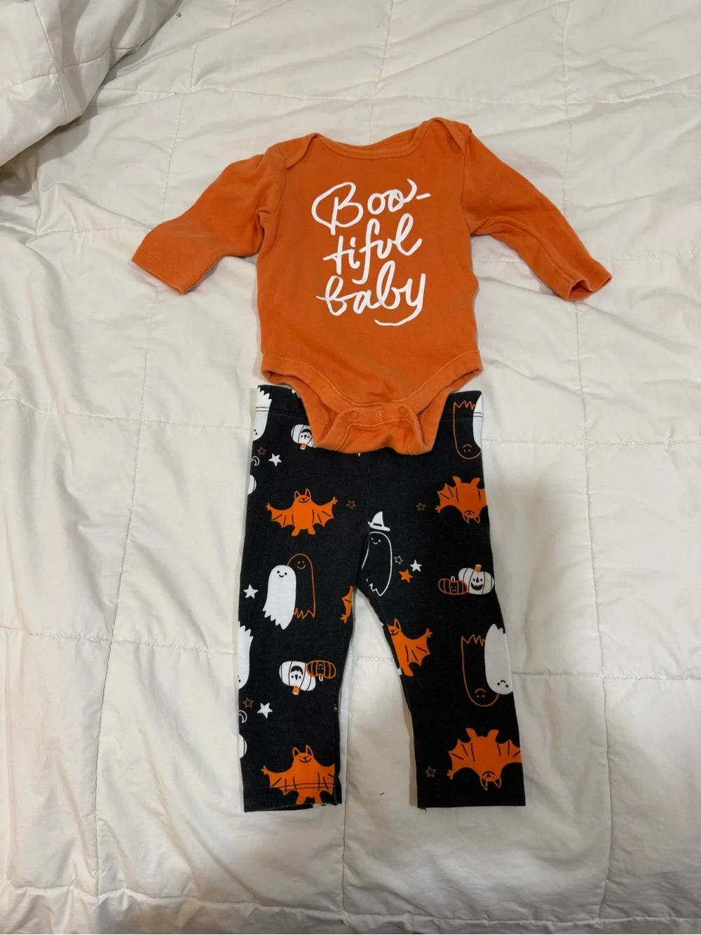 Cat & Jack Orange Halloween 'Boo-tiful Baby' One-Piece + Old Navy